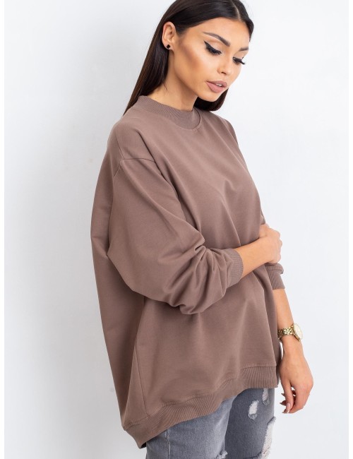 Kawowa bawełniana bluza basic