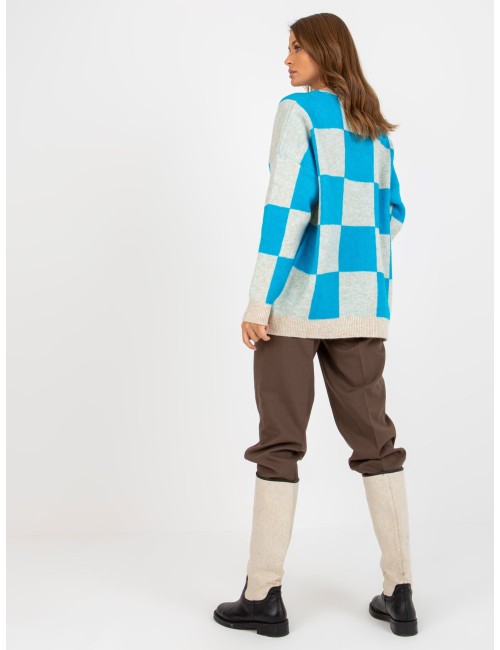 Damski sweter oversize w kratę