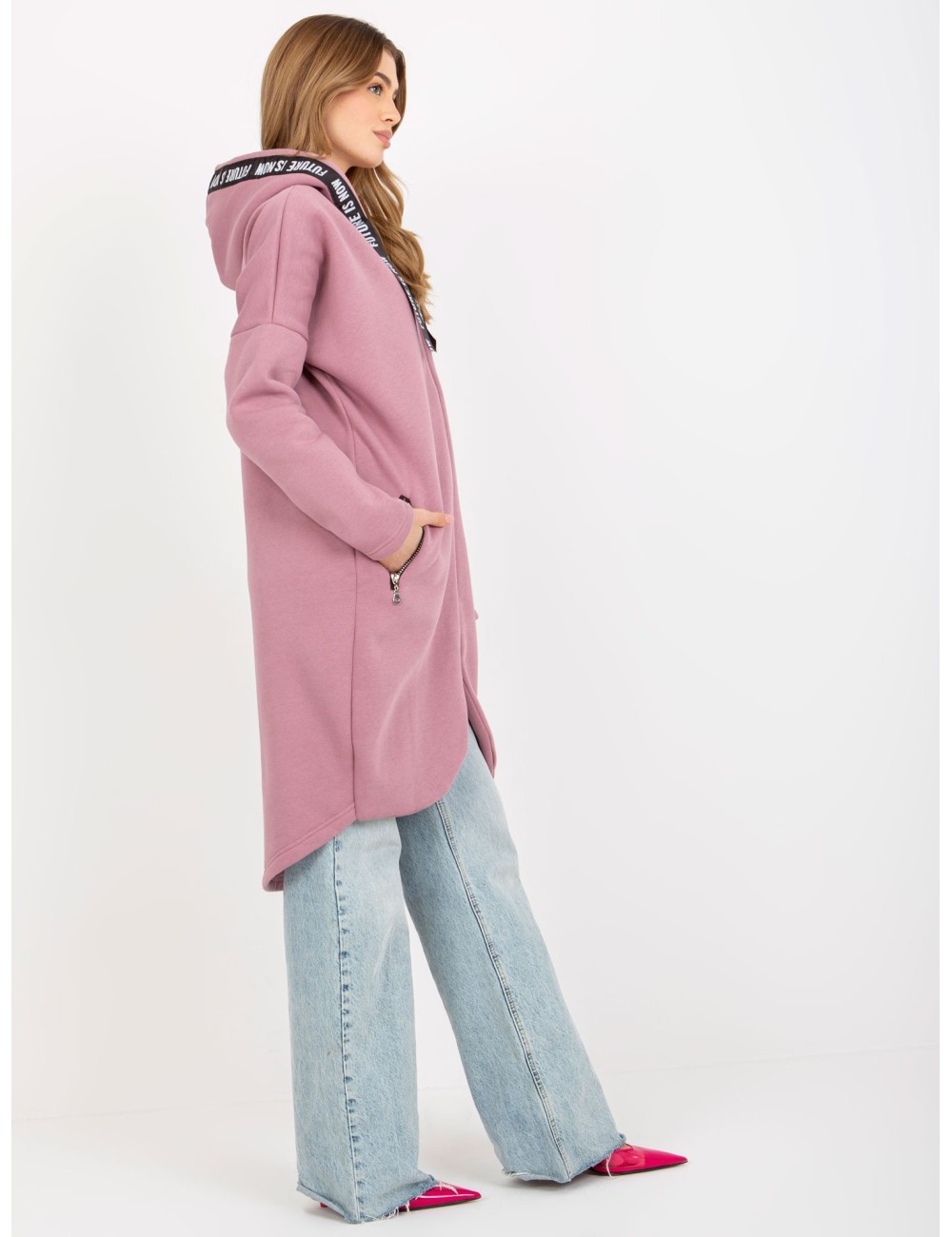 Długa dresowa bluza rozpinana oversize