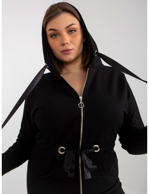 Długa rozpinana bluza plus size ze ściągaczem