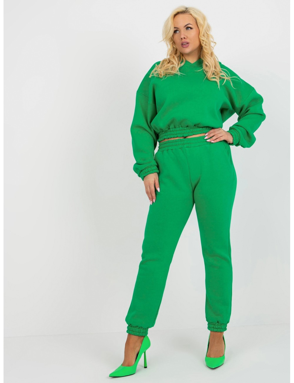 Dresowy komplet plus size basic z bluzą z kapturem