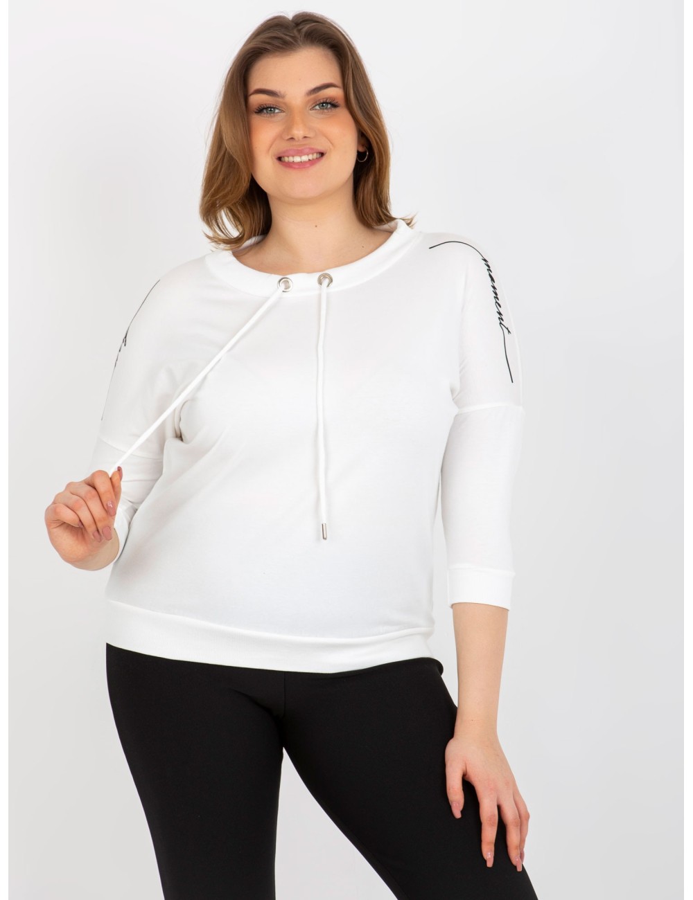 Khaki gładka bluzka plus size z napisami