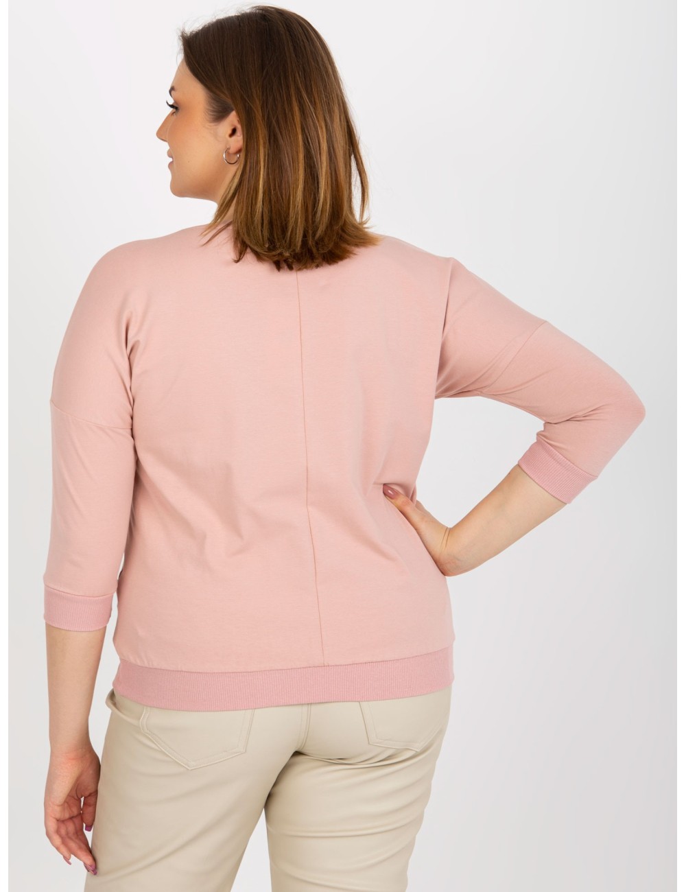 Bluzka plus size z nadrukiem i rękawem 3/4