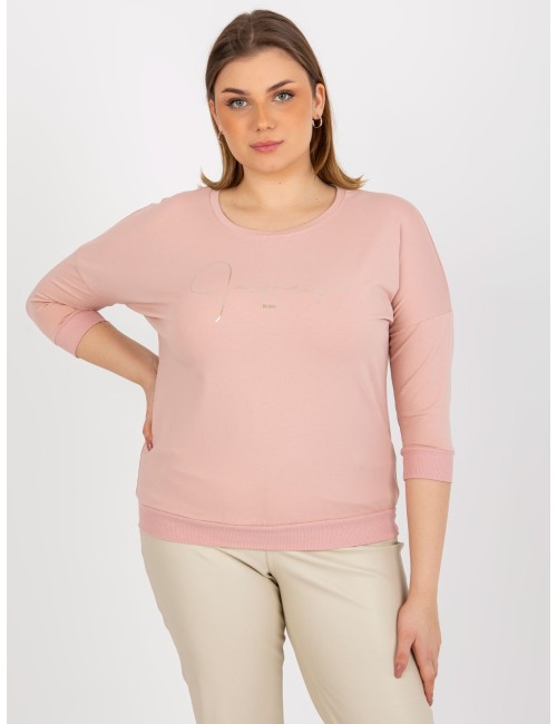 Bluzka plus size z nadrukiem i rękawem 3/4