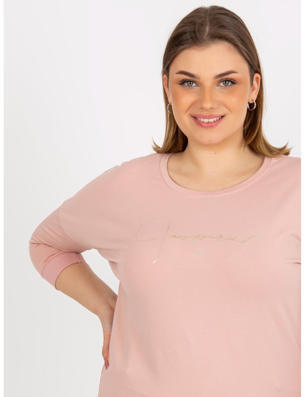 Bluzka plus size z nadrukiem i rękawem 3/4