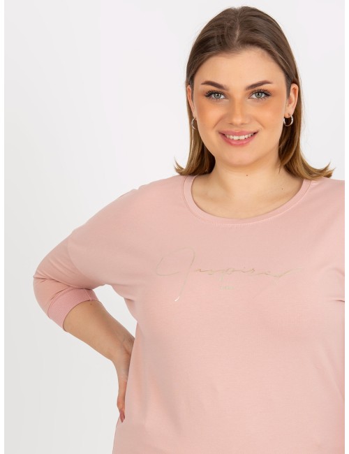 Bluzka plus size z nadrukiem i rękawem 3/4