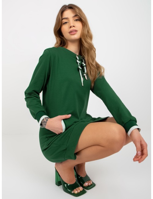 Mini dresowa sukienka basic z kieszeniami