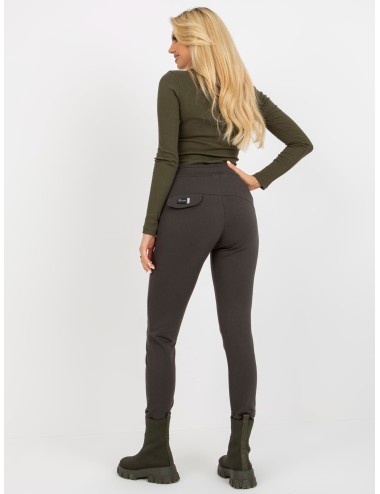 Khaki dresowe spodnie basic z wiązaniem