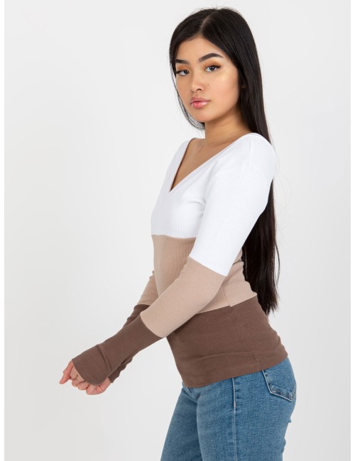 Dopasowana bluzka basic w prążek RUE PARIS