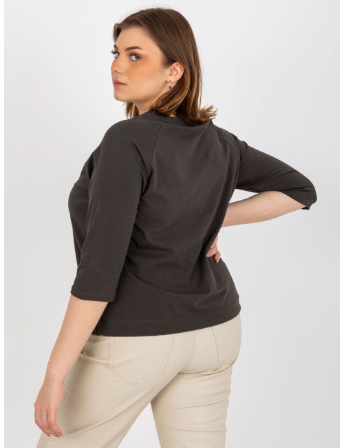 Bluzka plus size z napisem i aplikacją