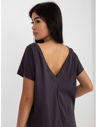 T-shirt basic z dekoltem na plecach Fire