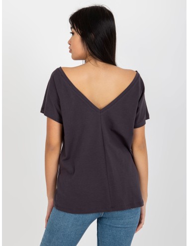 T-shirt basic z dekoltem na plecach Fire