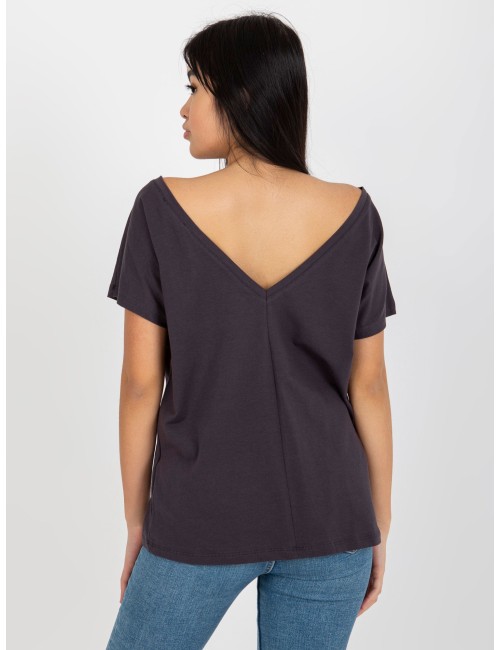 T-shirt basic z dekoltem na plecach Fire