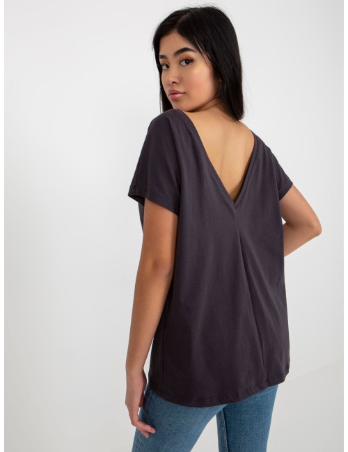 T-shirt basic z dekoltem na plecach Fire
