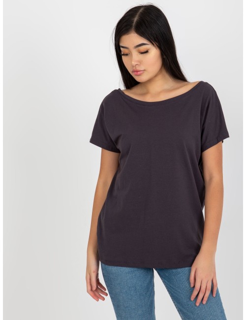 T-shirt basic z dekoltem na plecach Fire