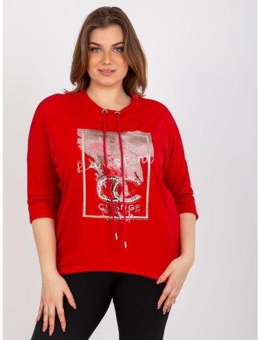 Bluzka plus size z perełkami i rękawem 3/4