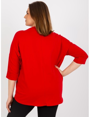 Bluzka plus size z perełkami i rękawem 3/4