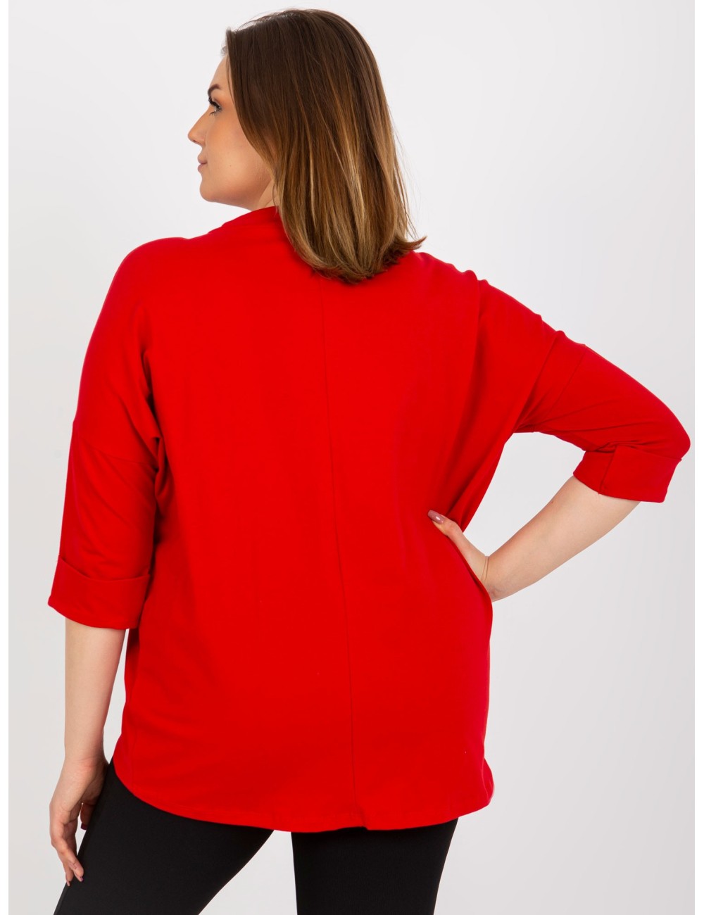 Bluzka plus size z perełkami i rękawem 3/4