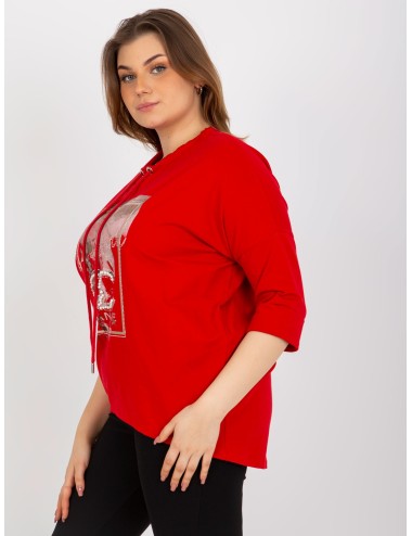 Bluzka plus size z perełkami i rękawem 3/4