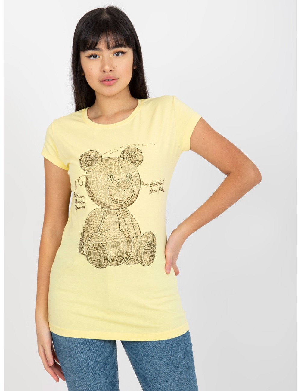 Dopasowany t-shirt z aplikacją misia