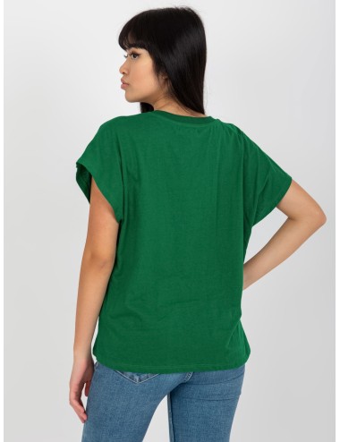 Damski t-shirt jednokolorowy z dekoltem V MAYFLIES