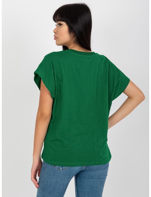Damski t-shirt jednokolorowy z dekoltem V MAYFLIES