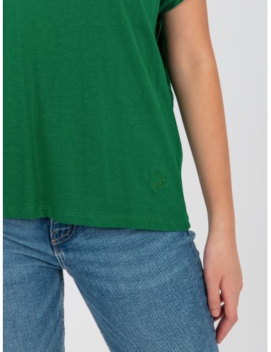 Damski t-shirt jednokolorowy z dekoltem V MAYFLIES
