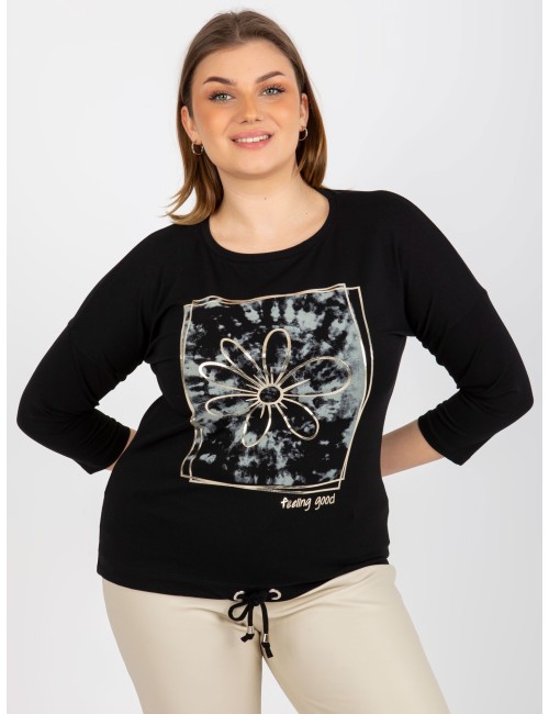 Damska bluzka plus size z okrągłym dekoltem
