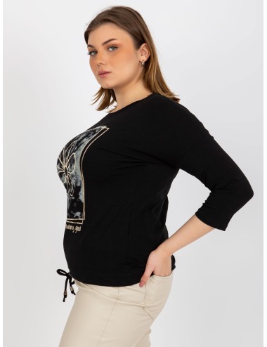 Damska bluzka plus size z okrągłym dekoltem