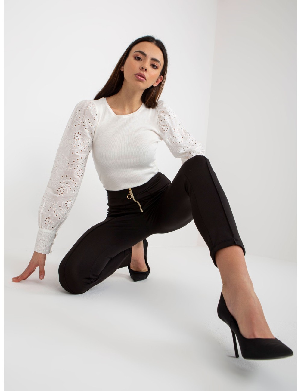 Legginsy eleganckie z zamkiem OCH BELLA