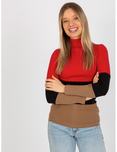 Bluzka basic z golfem w prążek