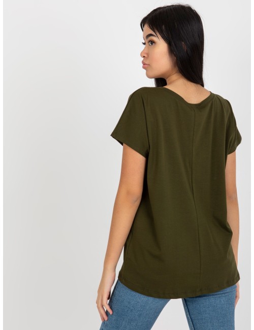 Gładki t-shirt basic z dekoltem V Emory