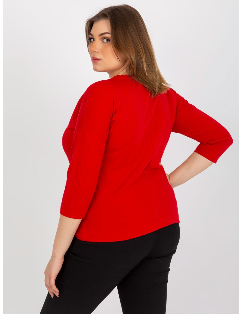 Bluzka plus size z rękawem 3/4 i nadrukiem