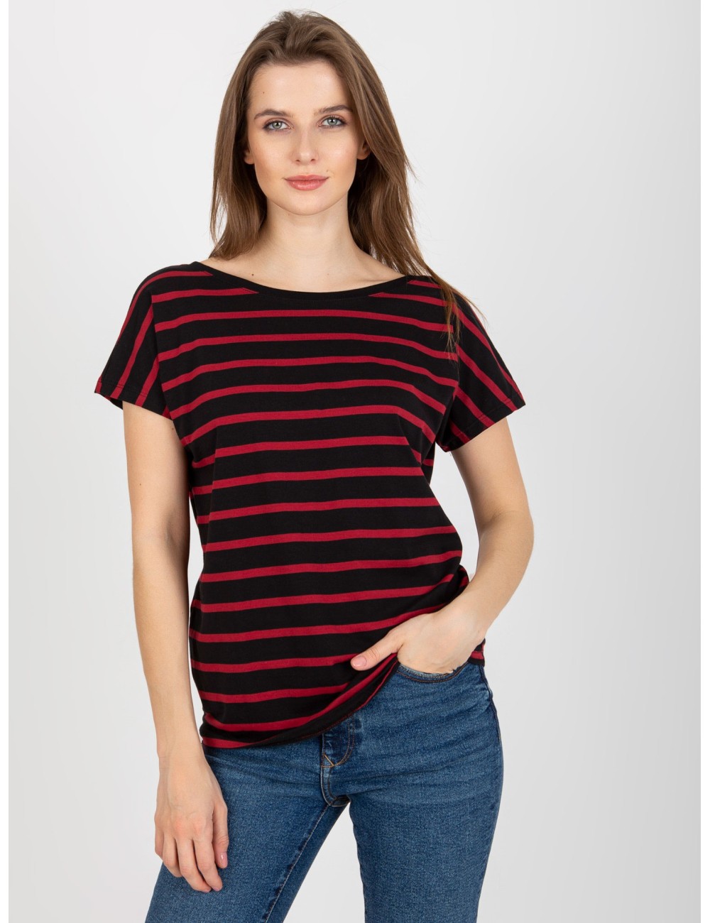 Damski t-shirt w paski BASIC FEEL GOOD