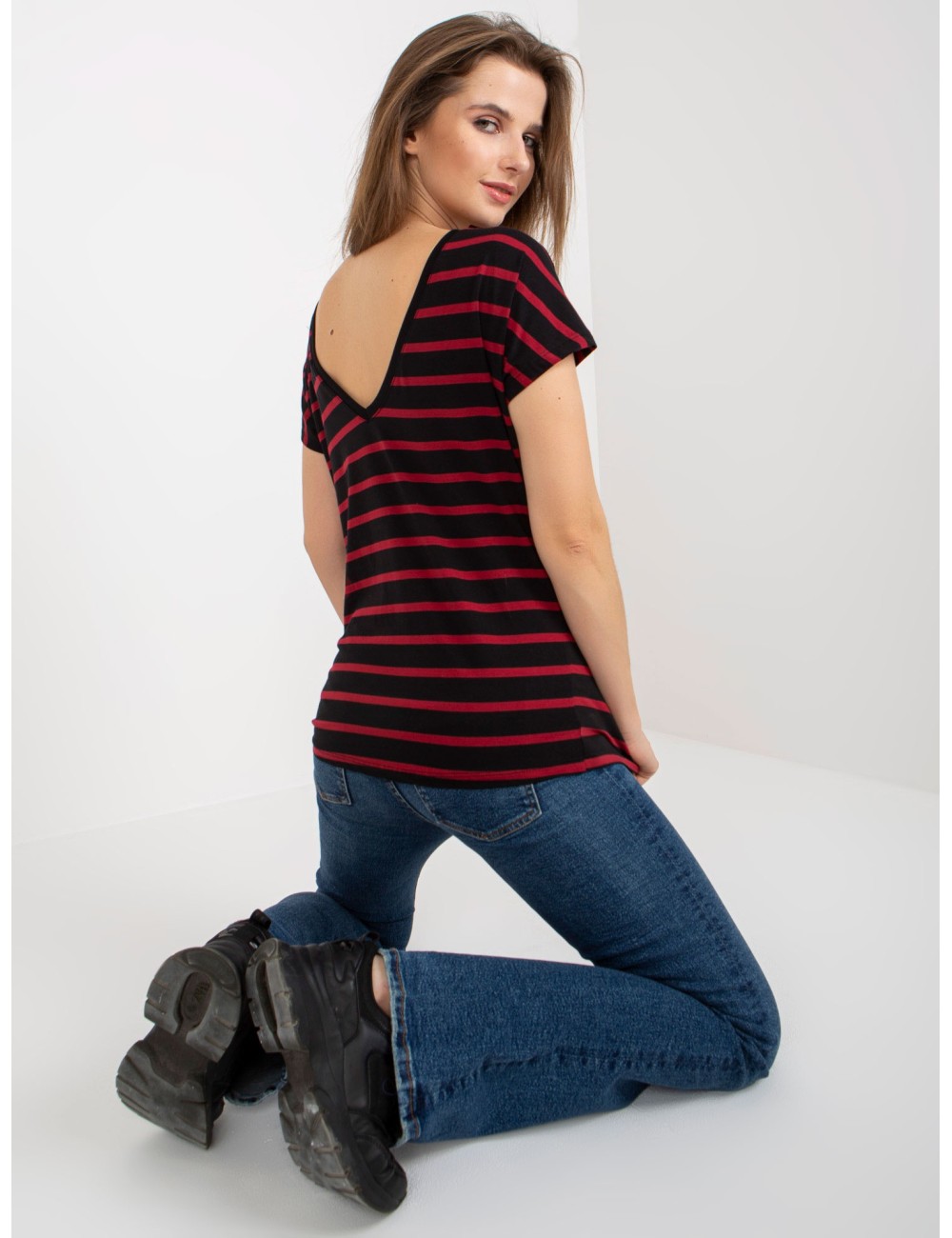 Damski t-shirt w paski BASIC FEEL GOOD