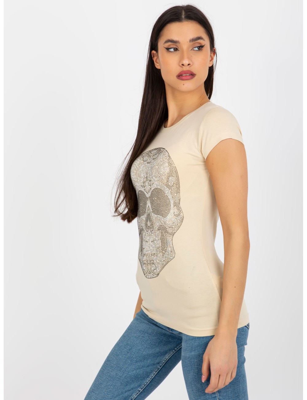 Damski t-shirt z aplikacją z dżetów