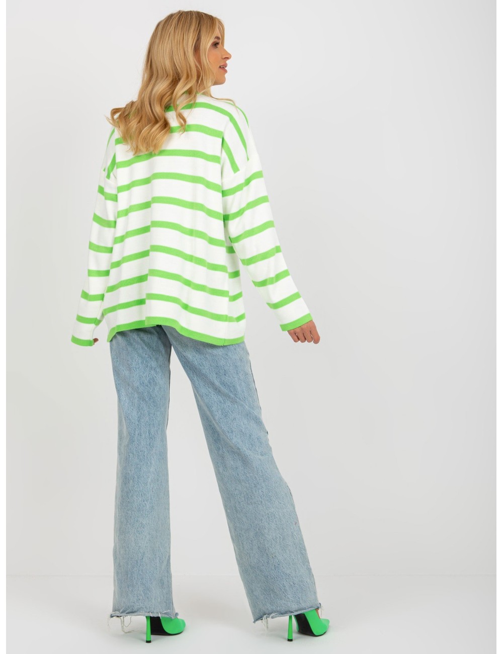 Sweter oversize w paski z wełną RUE PARIS
