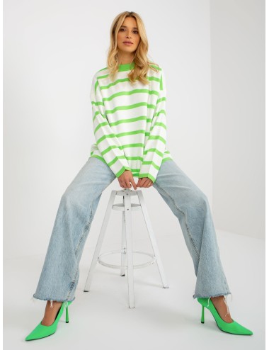 Sweter oversize w paski z wełną RUE PARIS