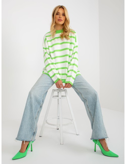Sweter oversize w paski z wełną RUE PARIS
