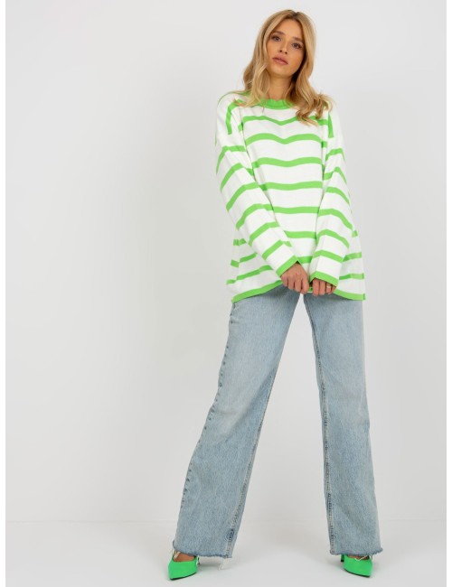 Sweter oversize w paski z wełną RUE PARIS