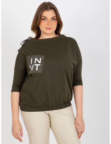 Bluzka plus size z aplikacją i wiązaniem