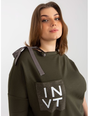 Bluzka plus size z aplikacją i wiązaniem