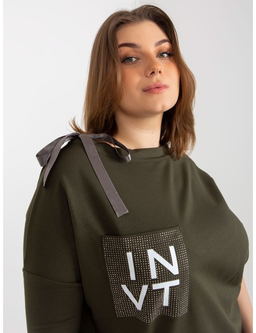 Bluzka plus size z aplikacją i wiązaniem