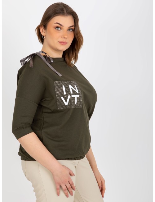 Bluzka plus size z aplikacją i wiązaniem