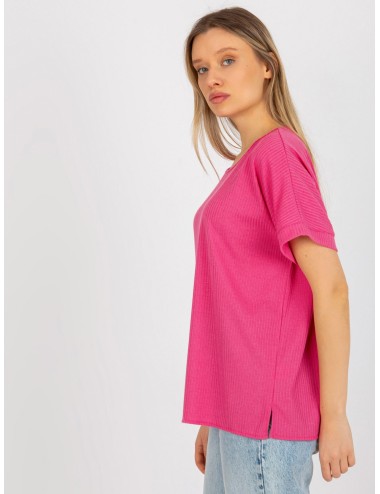 Prążkowana bluzka oversize z krótkim rękawem