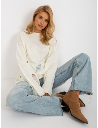 Sweter oversize z szerokim rękawem i dziurami