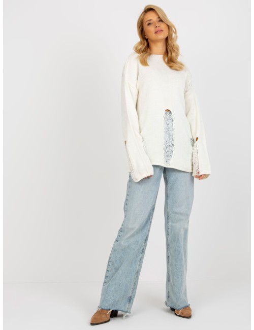 Sweter oversize z szerokim rękawem i dziurami