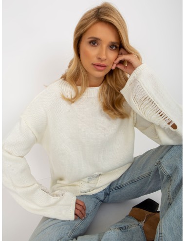 Sweter oversize z szerokim rękawem i dziurami