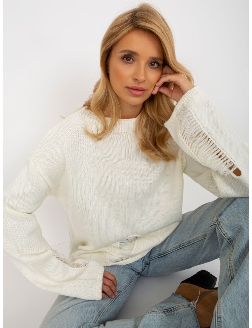 Sweter oversize z szerokim rękawem i dziurami