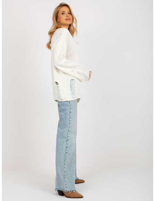 Sweter oversize z szerokim rękawem i dziurami